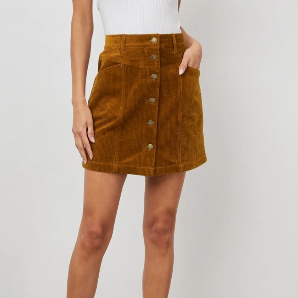 NWOT Rails Canyon Corduroy Button-Front Mini Skirt Ground Cinnamon